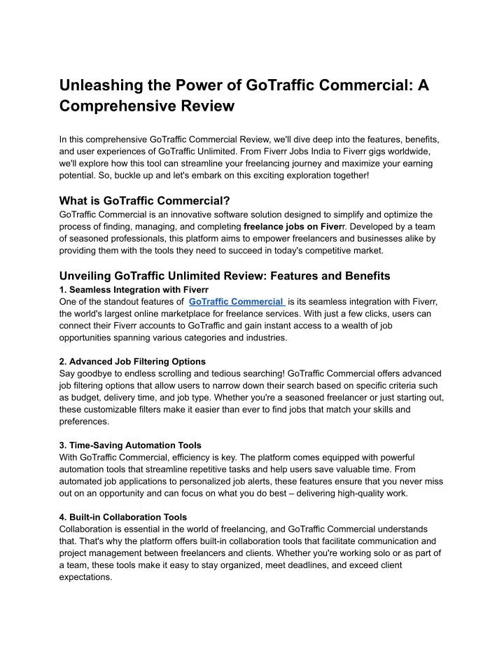 unleashing the power of gotraffic commercial