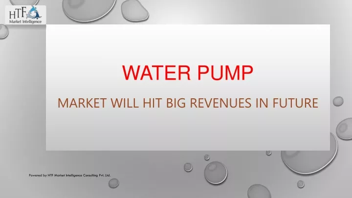 water pump market will hit big revenues in future