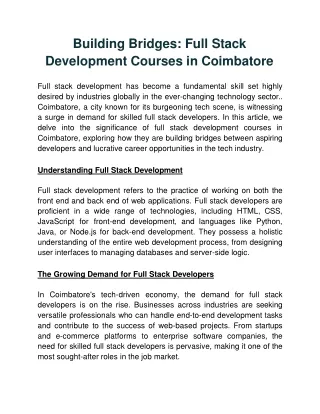building bridges full stack development courses in coimbatore