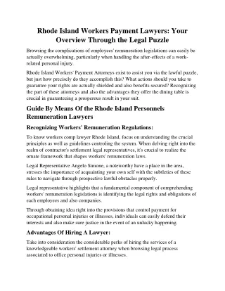 Rhode Island Workers Settlement Legal Professionals: Your Overview Through the L