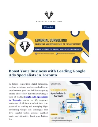 Google Ads Specialists in Toronto - Eunorial Consulting