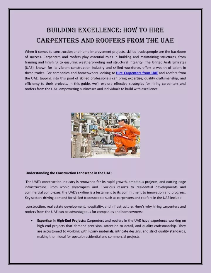 building excellence how to hire carpenters