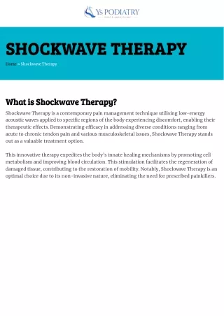 Shock Wave Therapy Treatment in Neutral Bay