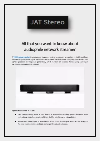 All that you want to know about audiophile network streamer