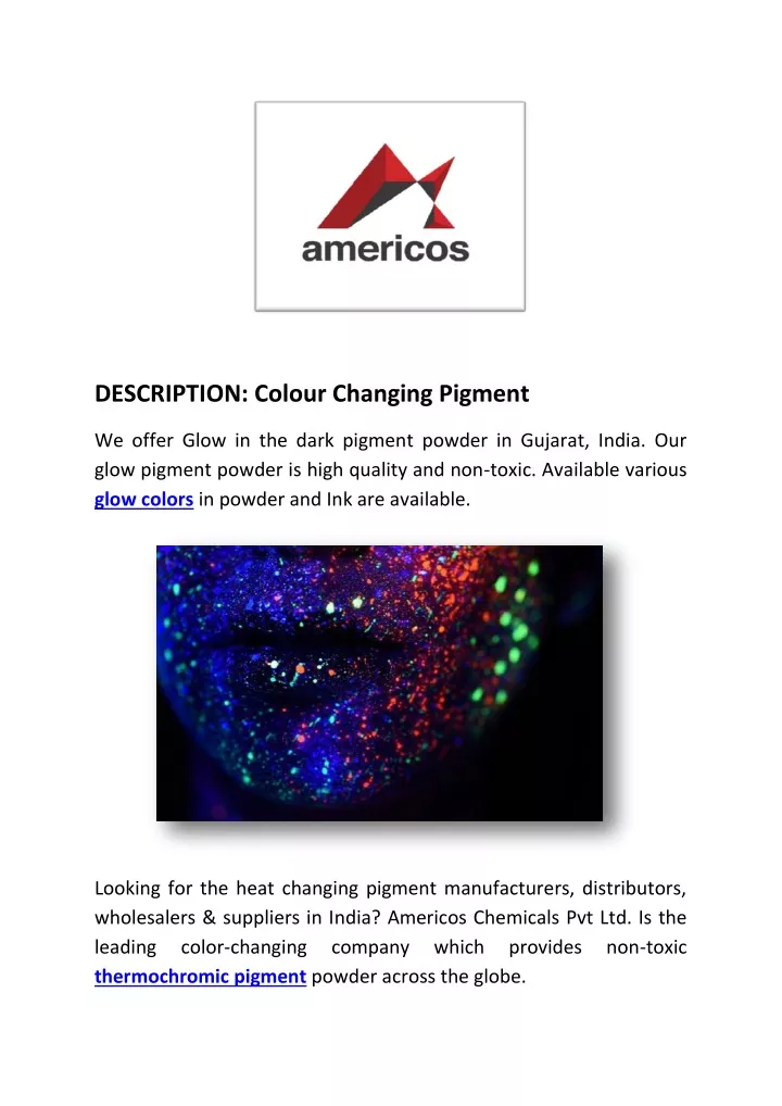 description colour changing pigment