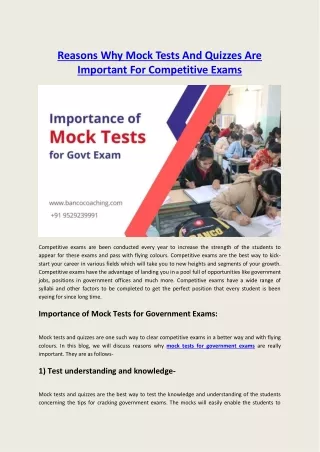 Reasons why mock tests and quizzes are important For Competitive Exam