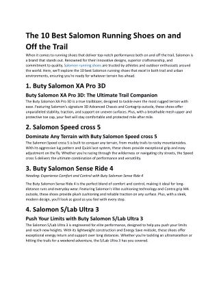 The 10 Best Salomon Running Shoes on and Off the Trail