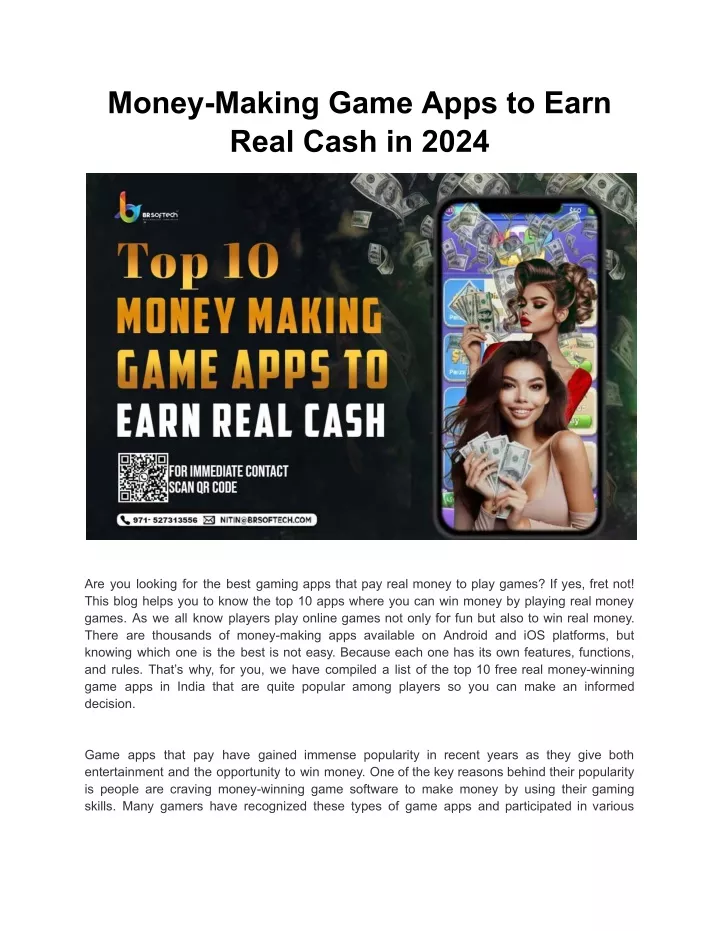 money making game apps to earn real cash in 2024