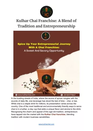 Kulhar Chai Franchise: A Blend of Tradition and Entrepreneurship