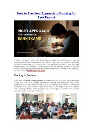 How to Plan Your Approach to Studying for Bank Exams