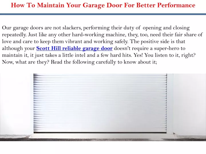 how to maintain your garage door for better