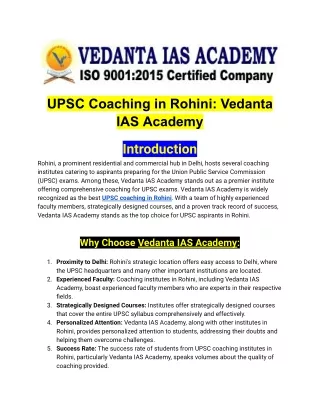 UPSC Coaching in Rohini