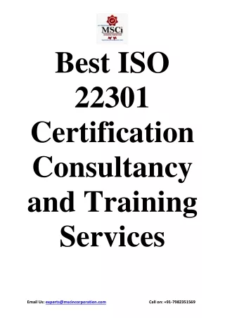 Best ISO 22301 Certification Consultancy and Training Services
