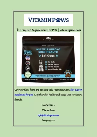 Skin Support Supplement For Pets  Vitaminpaws com