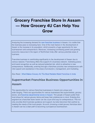 Grocery Franchise Store In Assam — How Grocery 4U Can Help You Grow