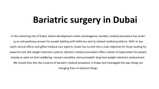 Bariatric surgery in Dubai