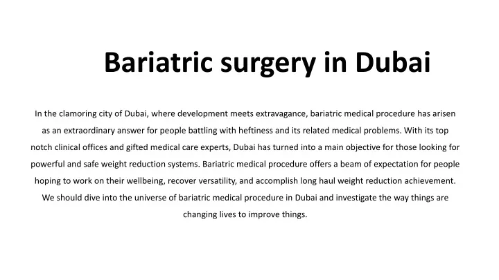 bariatric surgery in dubai