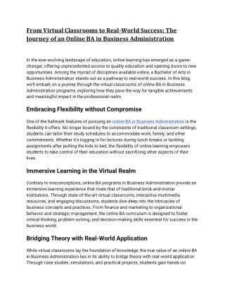 from virtual classrooms to real world success