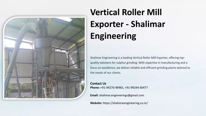 vertical roller mill exporter shalimar engineering