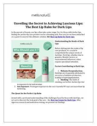 Unveiling the Secret to Achieving Luscious Lips The Best Lip Balm for Dark Lips