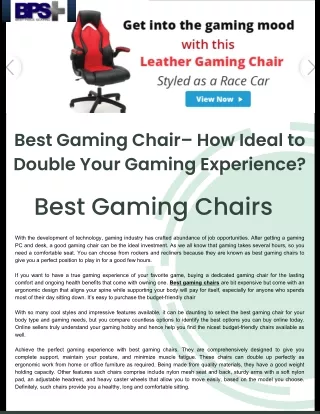 Best Gaming Chair– How Ideal to Double Your Gaming Experience?