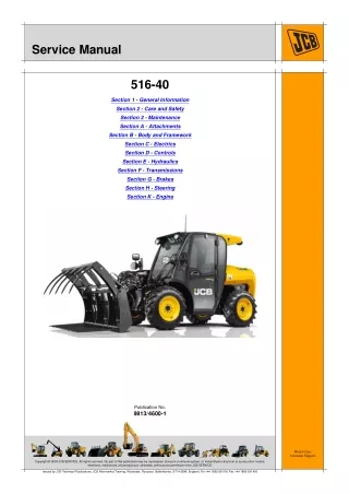 JCB 516-40 Telescopic Handler Service Repair Manual Instant Download (from 2415604 to 2416000)