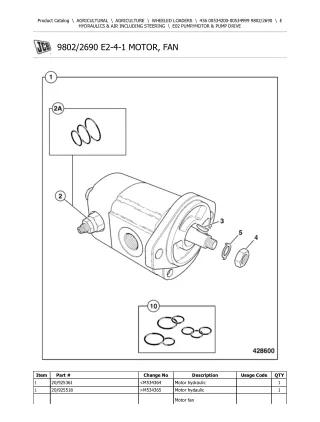 JCB 436 Wheeled Loader Parts Catalogue Manual (Serial Number 00534200-00534999)