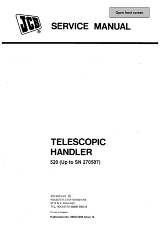 JCB 520 TELESCOPIC HANDLER Service Repair Manual Instant Download