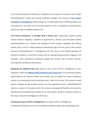 First Contact Practitioners in Sittingbourne under the Additional Roles Reimbursement Scheme UK