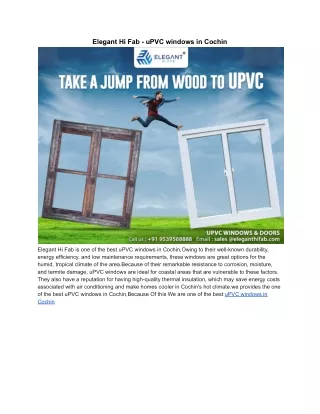 uPVC windows in Cochin - Elegant Hi Fab