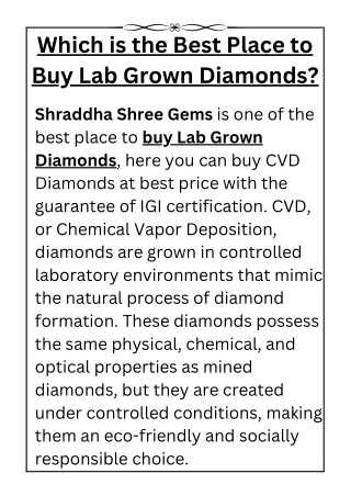 Which is the Best Place to Buy Lab Grown Diamonds?