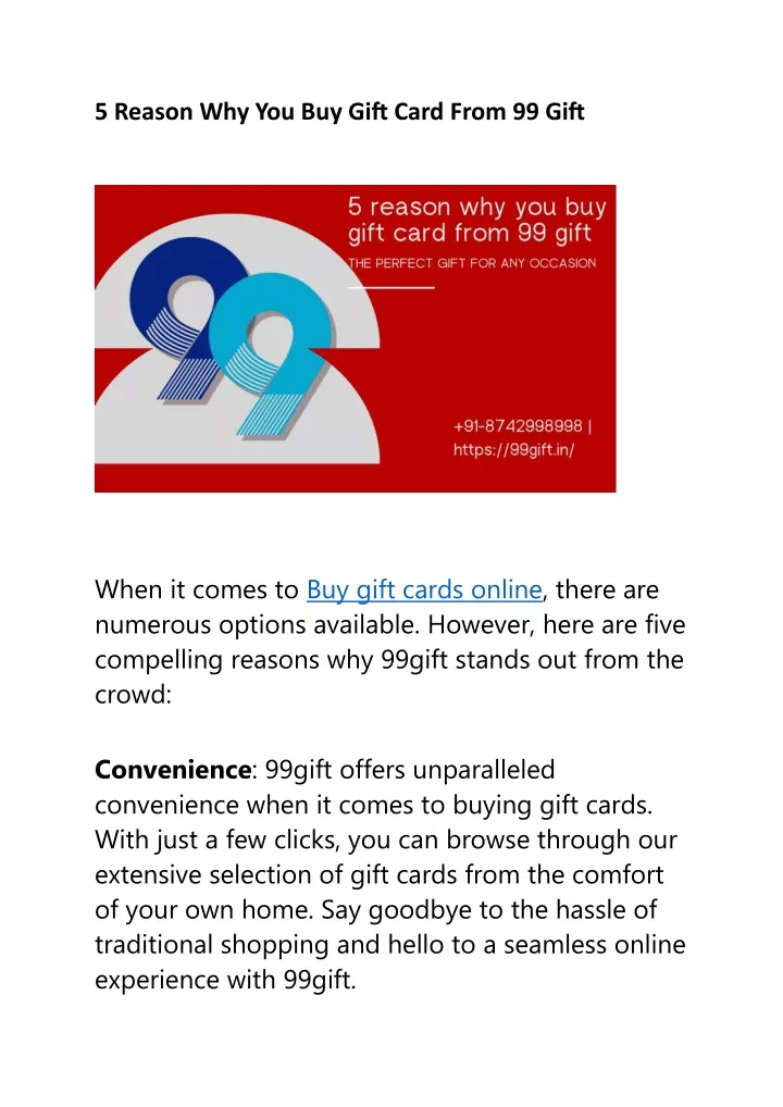 5 reason why you buy gift card from 99 gift