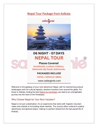 Nepal Tour Package from Kolkata | Kolkata to Nepal Tour Packages