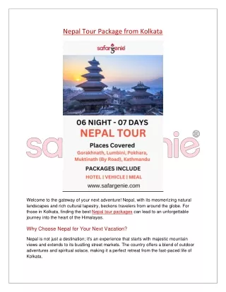 nepal tour package from kolkata