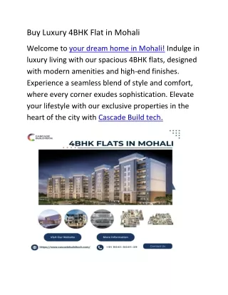 Buy Luxury 4BHK Flat in Mohali