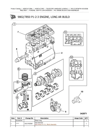 JCB 540 LE Telescopic Handlers (Loadall) Parts Catalogue Manual Instant Download (SN 00768740-01016568)