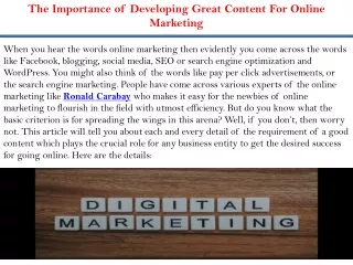The Importance of Developing Great Content For Online Marketing