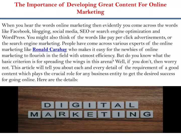 the importance of developing great content