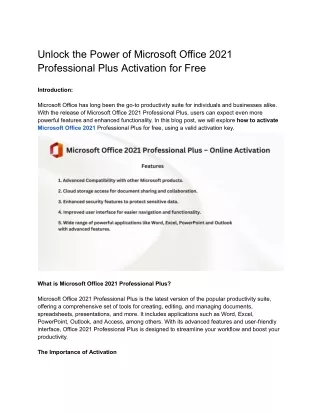 Unlock the Power of Microsoft Office 2021 Professional Plus Activation for Free