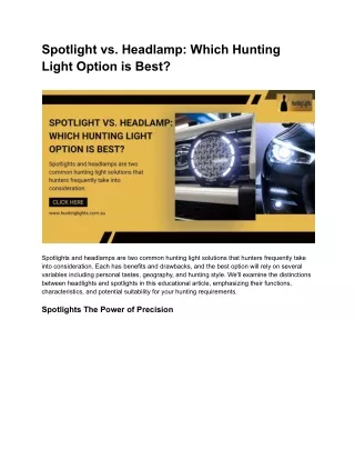 Spotlight vs. Headlamp_ Which Hunting Light Option is Best_