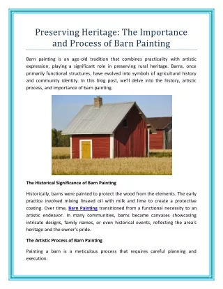 Preserving Heritage The Importance and Process of Barn Painting