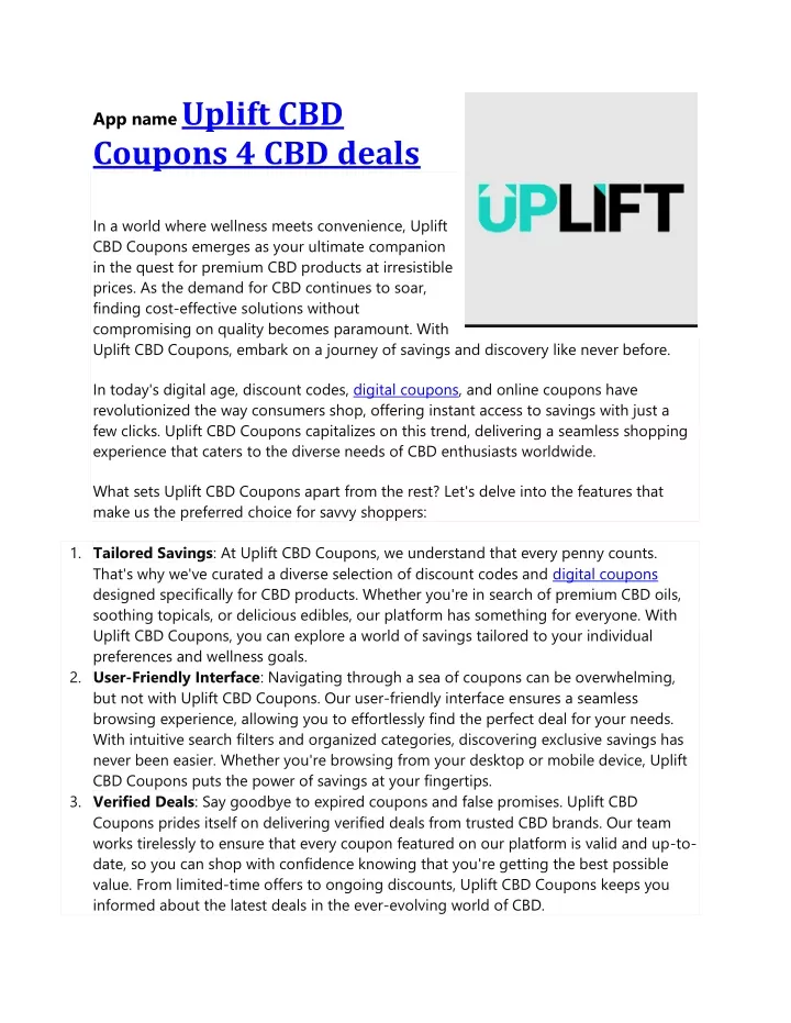 app name uplift cbd coupons 4 cbd deals