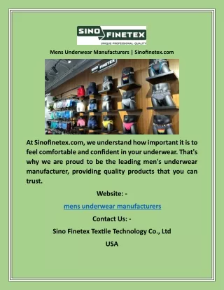 Mens Underwear Manufacturers  Sinofinetex