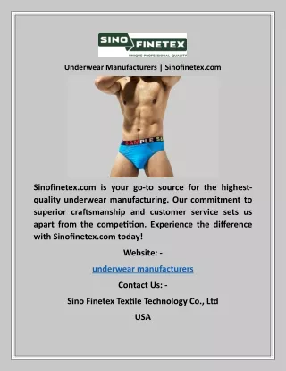 Underwear Manufacturers  Sinofinetex