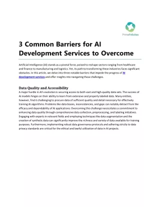 3 Common Barriers for AI Development Services to Overcome