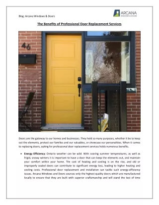 The Benefits of Professional Door Replacement Services | Arcana Windows & Doors
