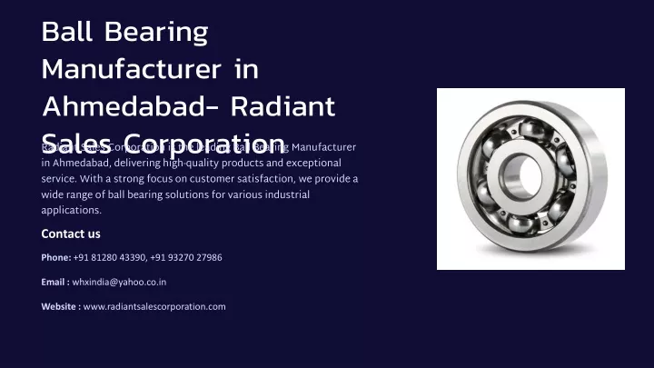 ball bearing manufacturer in ahmedabad radiant