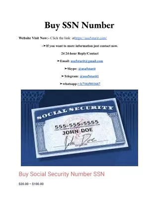 Buy SSN Number