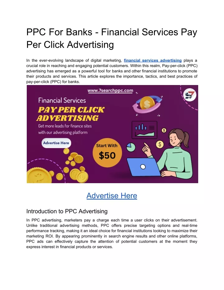 ppc for banks financial services pay per click