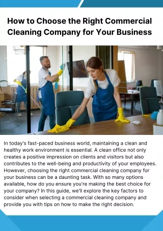 How to Choose the Right Commercial Cleaning Company for Your Business